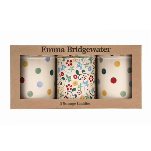 Emma Bridgewater Polka Dot Floral Set Of 3 Caddies