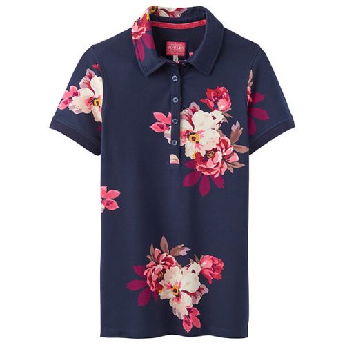 Joules Pippa Printed Polo Shirt French Navy Bloom Print
