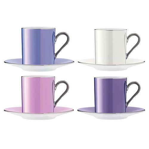 LSA Polka Pastel Coffee Cup & Saucer 100ml Set Of Four