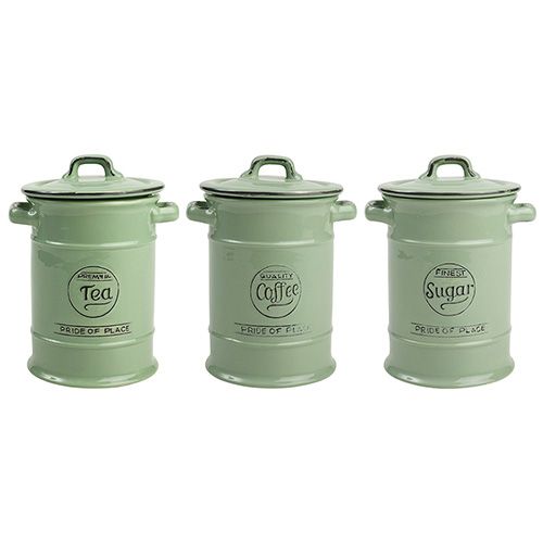 T&G Pride Of Place Set Of 3 Storage Jars In Old Green