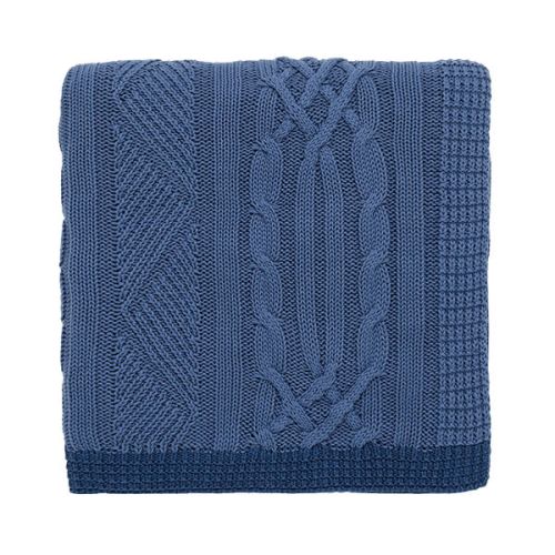 Joules Coastal Cable Throw 140 x 200cm Blue