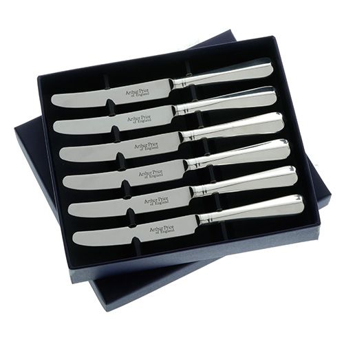 Arthur Price of England Sovereign Silver Set Of Six Tea Knives Rattail