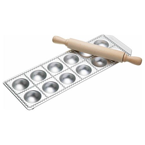 Imperia Twelve Hole Ravioli Tray and Rolling Pin