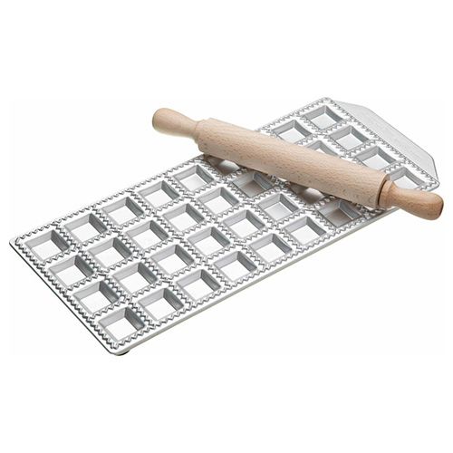 Imperia Thirty-Six Hole Ravioli Tray and Rolling Pin