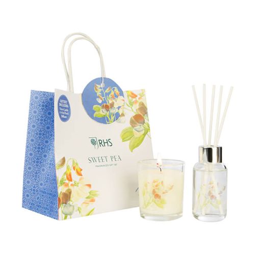 Wax Lyrical RHS Fragrant Garden Sweet Pea Candle & Reed Diffuser Gift Set
