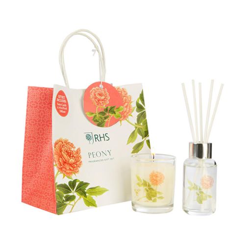 Wax Lyrical RHS Fragrant Garden Peony Candle & Reed Diffuser Gift Set