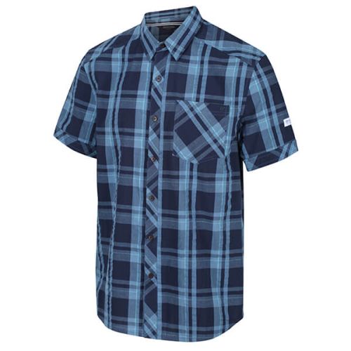 Regatta Men's Deakin III Short Sleeve Checked Shirt Navy Check Size L