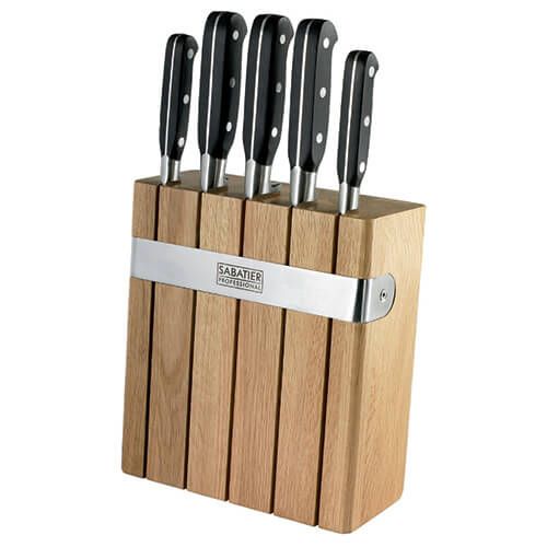 Sabatier Professional Oak 5 Piece Slotted Knife Block Set