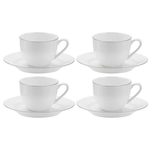 Royal Worcester Serendipity Platinum Set of 4 Teacup & Saucers