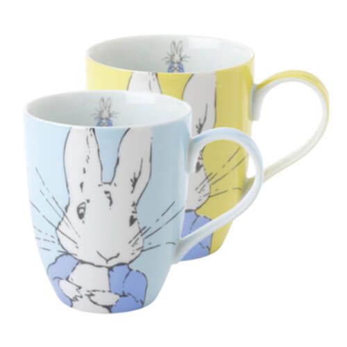 Peter Rabbit Contemporary Mug Set of 2 Blue & Yellow