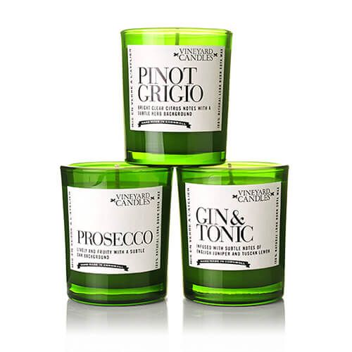 Vineyard Case Of 3 Gin & Tonic, Prosecco and Pinot Grigio Shot Candles