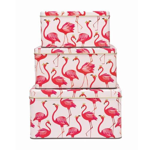 Sara Miller Flamingo Set Of 3 Square Cake Tins