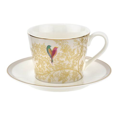 Sara Miller Chelsea Collection Light Grey Tea Cup & Saucer