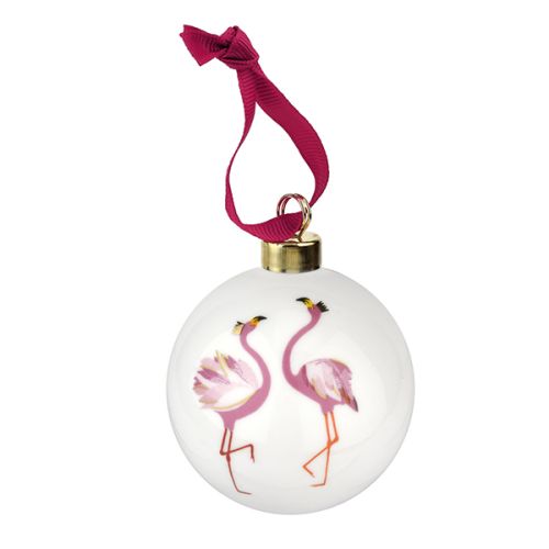 Sara Miller Ceramic Flamingo Christmas Decoration