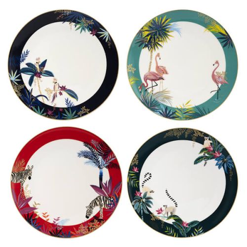 Sara Miller Tahiti Set of 4 Assorted Dinner Plates