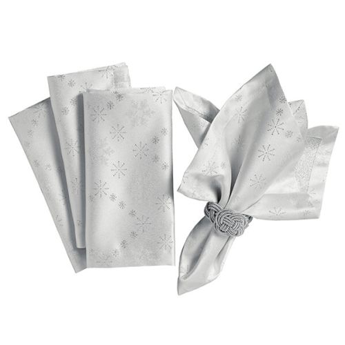 Walton & Co Snowflake Sparkle Silver Set Of 4 Napkins