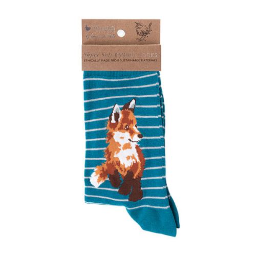 Wrendale Designs Born to be Wild Teal Fox Socks One Size