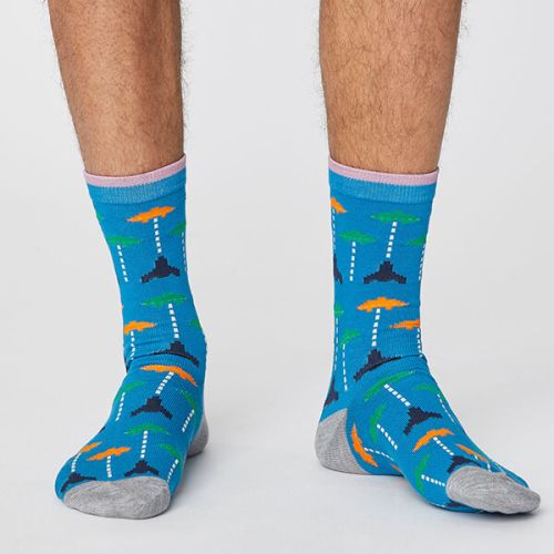 Thought Bright Blue Gaming Socks Size 7-11
