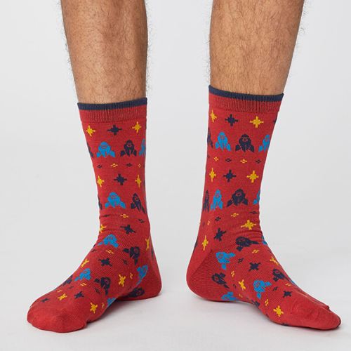 Thought Hibiscus Red Gaming Socks Size 7-11
