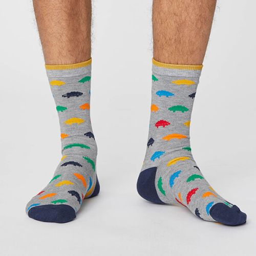 Thought Mid Grey Marle Gaming Socks Size 7-11