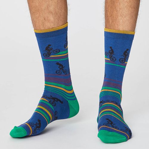 Thought Royal Blue Uphill Bicycle Socks Size 7-11