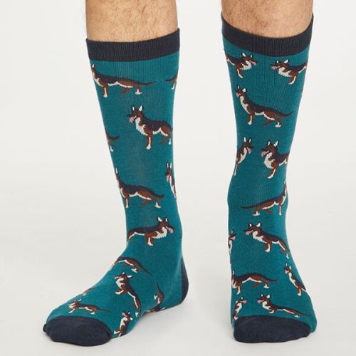 Thought Deep Teal Hound Socks Size 7-11