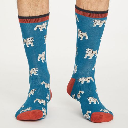 Thought Ink Blue Hound Socks Size 7-11