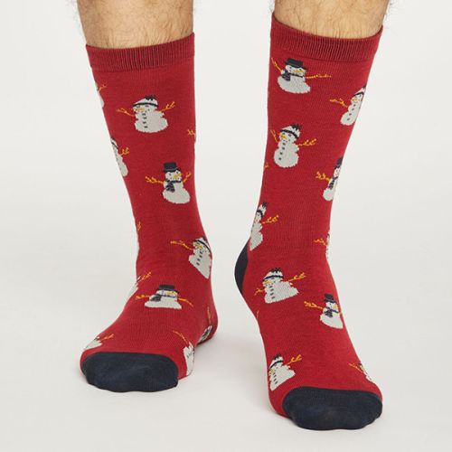 Thought Pillarbox Red Snowman Socks