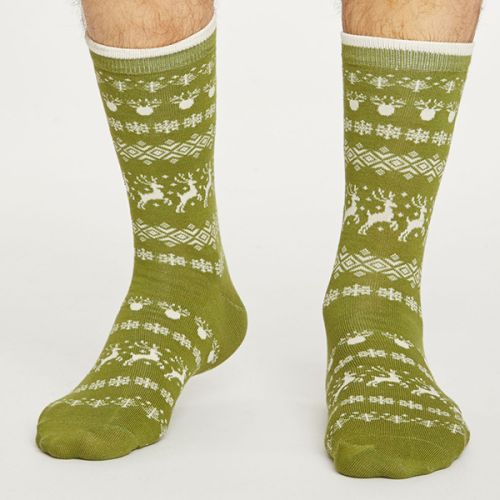 Thought Olive Reindeer Socks