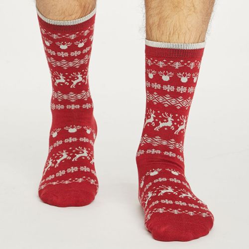 Thought Pillarbox Red Reindeer Socks