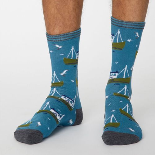 Thought Dusty Blue Pesca Socks