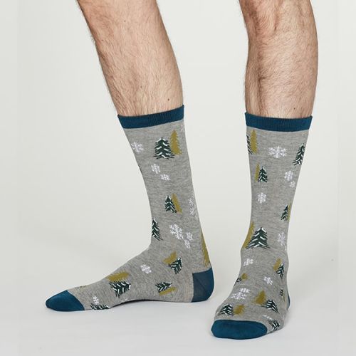 Thought Mid Grey Marle Timber Socks