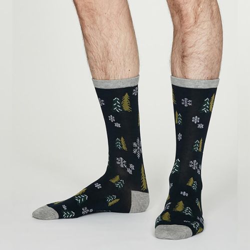 Thought Midnight Navy Timber Socks