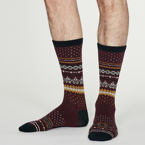Thought Aubergine Reginald Bamboo Christmas Pattern Socks