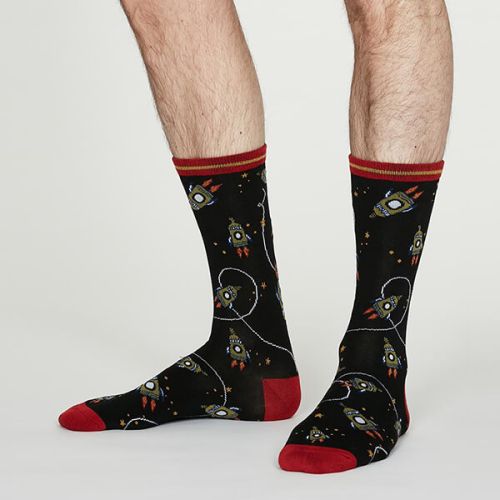 Thought Black Comos Bamboo Rocket Space Socks