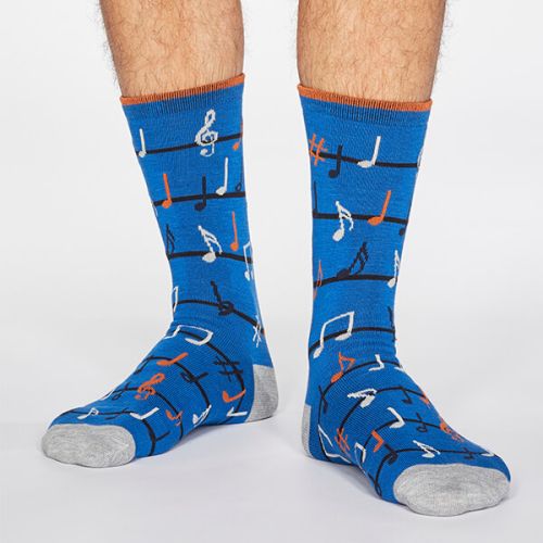 Thought Bright Blue Luis Music Socks
