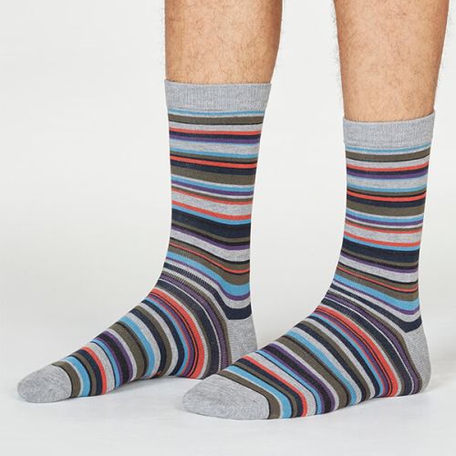 Thought Grey Marle Abram Multi Stripe Socks