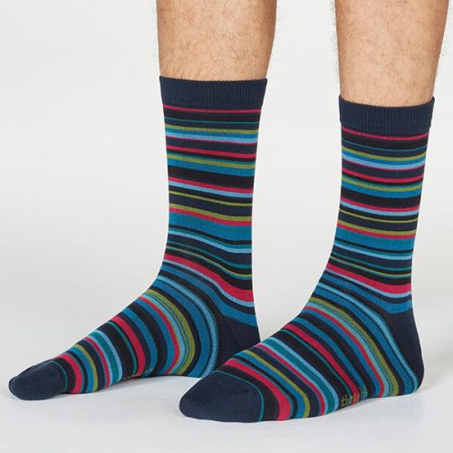 Thought Navy Abram Multi Stripe Socks