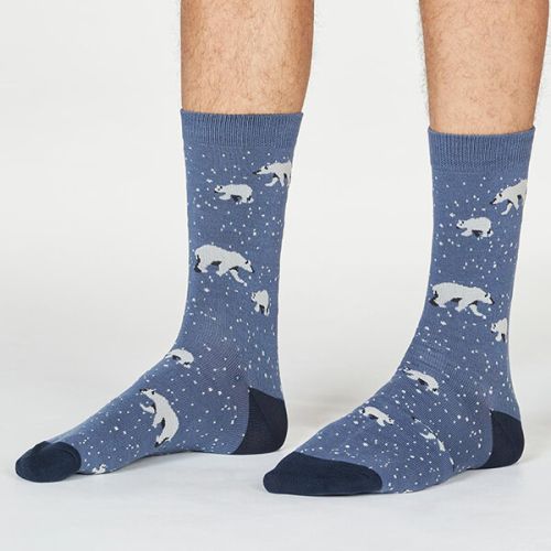Thought Blue Slate Lon Polar Bear Socks