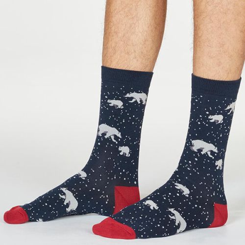 Thought Midnight Navy Lon Polar Bear Socks