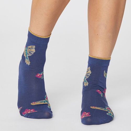 Thought Ocean Blue Birdy Socks Size 4-7