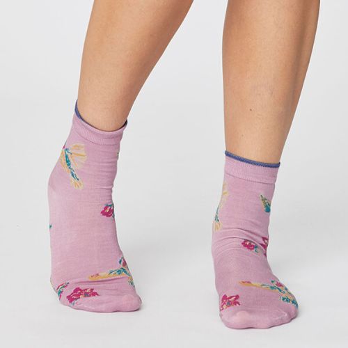Thought Orchid Pink Birdy Socks Size 4-7