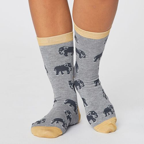Thought Mid Grey Marle Safari Wild Animal Sustainable Socks Size 4-7