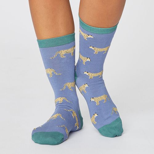 Thought Sea Blue Safari Wild Animal Sustainable Socks Size 4-7