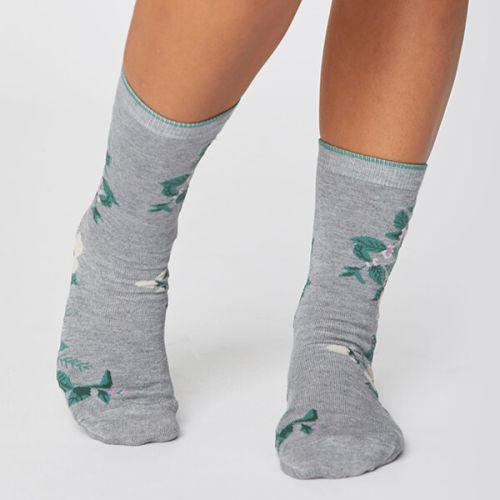 Thought Mid Grey Marle Florie Super Soft Daisy Socks Size 4-7