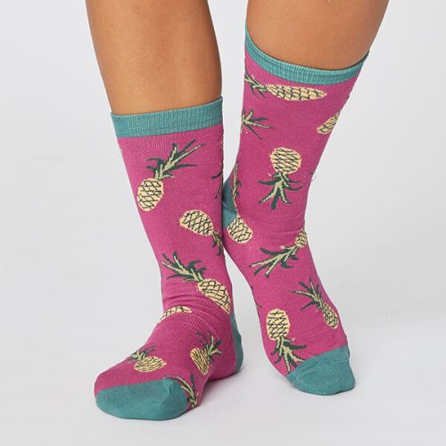 Thought Magenta Pink Womens Bamboo Pineapple Socks Size 4-7
