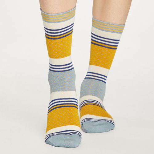 Thought Mustard Dotty Stripe Socks Size 4-7