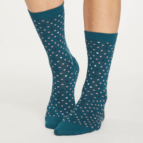 Thought Deep Teal Spotty Socks Size 4-7