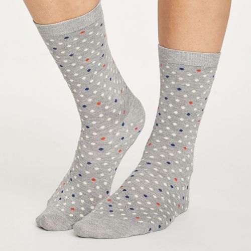 Thought Mid Grey Marle Spotty Socks Size 4-7