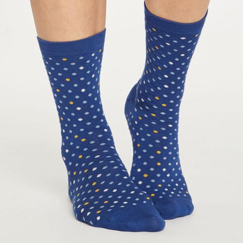 Thought Sapphire Blue Spotty Socks Size 4-7